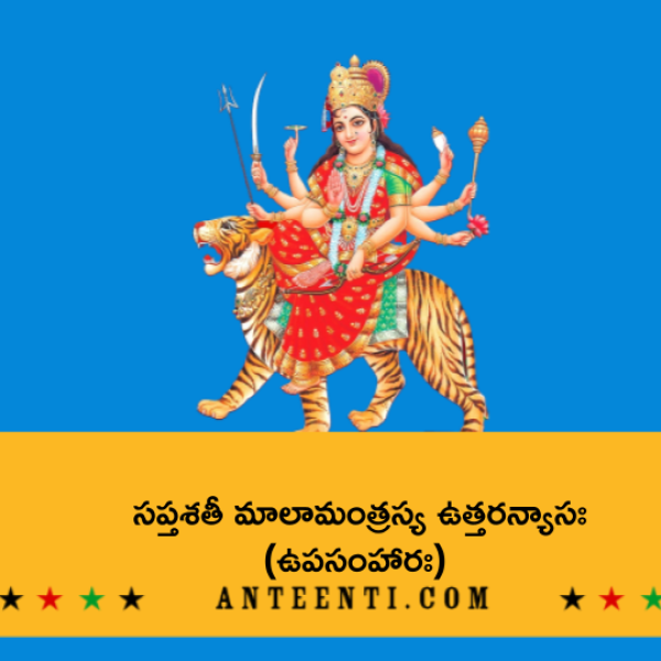 Durga Saptashati Uttara Nyasa (Upasamhara) – సప్తశతీ మాలామంత్రస్య ఉత్తరన్యాసః (ఉపసంహారః) - Telugu Lyrics